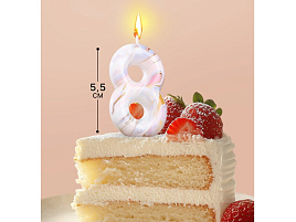 Свеча-цифра "8" Белый мрамор 6990837