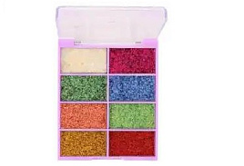 Тени для век 8 цветов Farres 1254-02 Heavy Metal глиттер