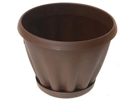 Кашпо цветочное 1л Знатное 044169/301Ш шоколад с поддноном