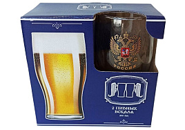 Набор бокалов для пива 305/2-Д Герб России 500мл 2шт