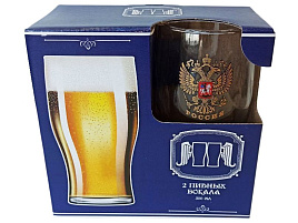 Набор бокалов для пива 305/2-Д Герб России 500мл 2шт