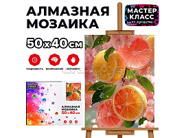 Алмазная мозаика 40*50 MKA5040-90 Апельсины в сакуре