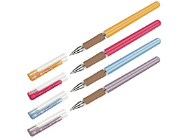 Ручка гел. Crown AT-2020/Black "Quick Dry" с быстросохнущими чернилами и антибактериальным грипом, черная, 0,5мм, корпус ассорти