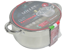 Кастрюля нержавейка 5л Millet M-3024 индукция 8283