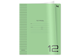 Тетрадь 12л. частая кос. линия  Т5ск12_пл 08901 "UniTone. Green", пластиковая прозрачная обложка