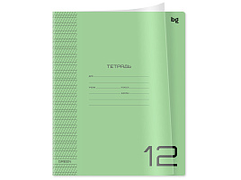 Тетрадь 12л. частая кос. линия  Т5ск12_пл 08901 "UniTone. Green", пластиковая прозрачная обложка