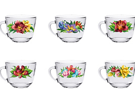 Кружка стекло 200мл 07с1337 Райские цветы