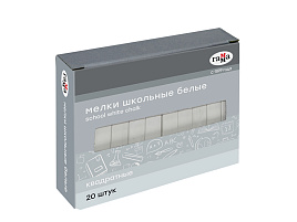 Набор мелков шк. 20шт. белый Гамма 2308195 мягкие, квадратные, картонная коробка