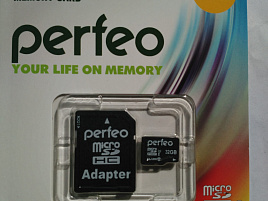 Карта памяти micro SDHC 32GB Perfeo class10+адаптер