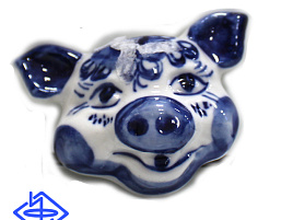 Сувенир Гжель Свинка Магнит Л Символ 2019г