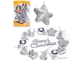 Набор новогодних украшений S2001-2 серебро 3см*13шт