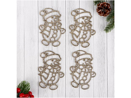 Подвеска пластик Снеговик 5043698 золото 4шт