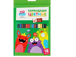 Карандаши цветные 18цв. ArtSpace CP_41031 "Монстрики", заточен., картон. уп., европодвес