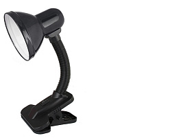 Лампа настольная офисная Ultraflash UF-320P в пакете С02 черный, прищепка 6374