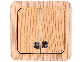 Выключатель 2 кл. ОП Олимп 10А с подсв. сосна 5660841/4955