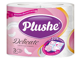 Туалетная бумага Plushe Delicate 4шт.3-х сл.
