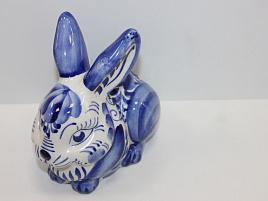 Сувенир Гжель Кролик №01/1 большой (лежачий)