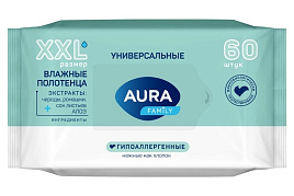 Влажные полотенца Aura Family М 60шт.
