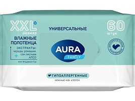 Влажные полотенца Aura Family М 60шт.