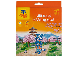 Карандаши цветные 24цв. Мульти-Пульти CP_67799 "Енот в Японии", трехгран., заточен., картон, европодвес