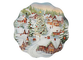НГ Блюдо стекло 20см 820-425/3910 Зимний пейзаж