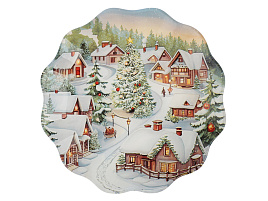 НГ Блюдо стекло 20см 820-425/3910 Зимний пейзаж