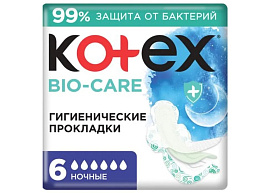 Прокладки Kotex Bio Care ночные 6шт.