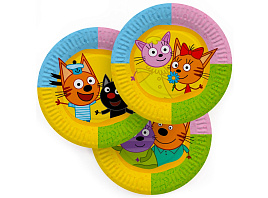 Тарелка бумажная 6014982 Три кота. Играем вместе (6шт)