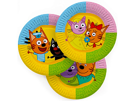Тарелка бумажная 6014982 Три кота. Играем вместе (6шт)