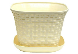 Кашпо цветочное 1,2л Ротанг 3612126 слоновая кость с/п