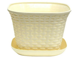 Кашпо цветочное 1,2л Ротанг 3612126 слоновая кость с/п