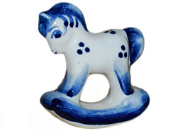 СГ Сувенир Гжель Лошадка-качалка малая 6061 5,5см