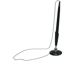 Ручка OfficeSpace TB_10487 настольная синяя, 0,7мм, черный корпус, металлическая цепочка