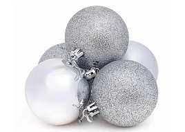 Набор шаров 6см S0436 Снежная гормония серебро 6шт