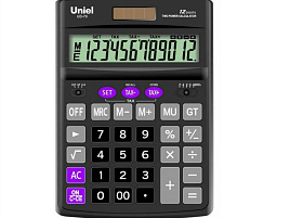 Калькулятор Uniel настольный UD-70 12 разрядов, двойное питание, 190х137х44