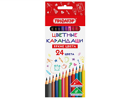 Карандаши цветные 24цв. ПИФАГОР 182050 ЭКО "КЛАССИК", шестигранные