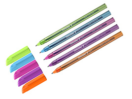 Ручка  Schneider 102130 "Vizz F Neon" синяя, 0,8мм, прозрачный корпус неон ассорти