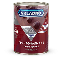 Эмаль-грунт 3в1 синяя 0,8кг по ржавчине Skladno 9728