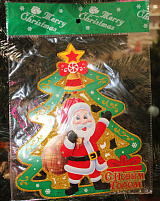 Панно бумажное W06-4 Дед Мороз с елкой ср.