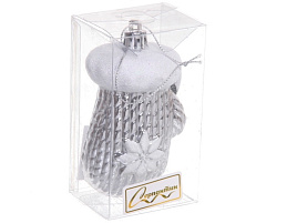 Фигурка Новогодняя варежка серебро 10см 916-0772