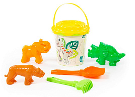 Песочный набор №358 35820 Ведро,ситечко,лопатка,грабли,3 формочки