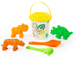 Песочный набор №358 35820 Ведро,ситечко,лопатка,грабли,3 формочки