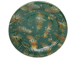 Тарелка бумажная 18см 893-212 Хвойная веточка (10шт)