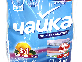 Стиральный порошок Чайка 3кг автомат 3в1 Универсальный  Лимон