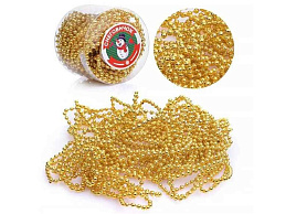 Бусы новогодние S0973-3 золото 10м в банке