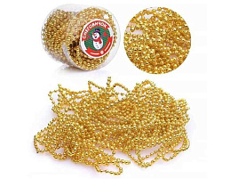 Бусы новогодние S0973-3 золото 10м в банке