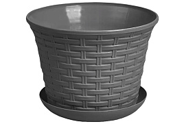 Кашпо цветочное 3л Ротанг 363018 серый с/п