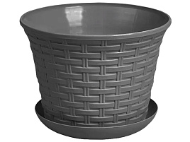 Кашпо цветочное 3л Ротанг 363018 серый с/п