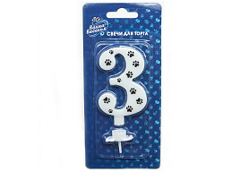 Свеча-цифра "3" Лапки 132503 8см