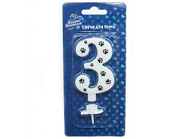 Свеча-цифра "3" Лапки 132503 8см